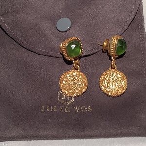 Julie Vos Dark Green w/ Coin Pierced Earrings